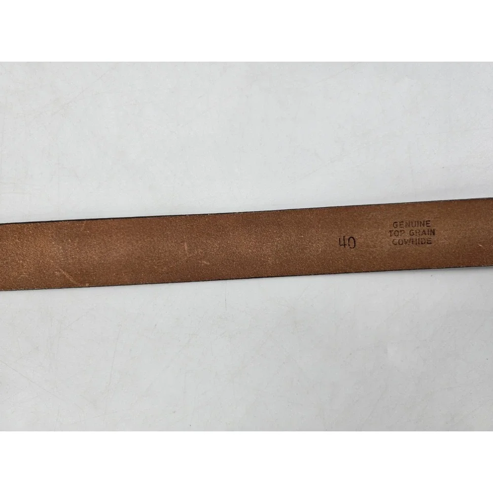 NEW VTG Brown U.S.A Belt Genuine Top Grain Cowhide Leather‎ - Gold Sz 40 - 5092